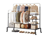 Artiss Clothes Rack Double Rod Airer Rail Coat Stand Hanger Storage Shelf HANGER-E-01-4T-SIBK