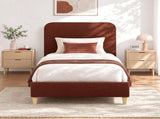 Artiss King Single Bed Frame with Headboard, Faux Linen Fabric Brown BFRAME-H-VIC-KS-BR-AB