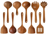 10PCS Wooden Spoons for Cooking, Nonstick Heat Resistant Teak Wood Utensil Set, Kitchen Cooking V1192-AZ-W-18257