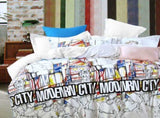Modern City Natural Cotton Quilt Cover Set Single V442-ABR-QUILTCS-MODERNCITY-NATURAL-SB
