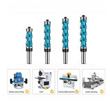 Double Bearing Spiral Flush Trim Router Bit 12mm Shank - Solid Carbide Blade with Teflon Coating, V1107-145-11346-BLU4