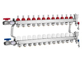 12-Branch Heat Manifold, 1/2" PEX Tubing Manifold, Stainless Steel PEX Manifold for Hydronic V952-DRFSQBXG12HL053KUV0