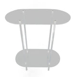 Clear Side Table Acrylic 2 Tier Oval Modern Detachable Nightstand End Table for Living Room Office V1294-YM0901-3116240024711