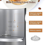 4-in-1 Electric Milk Frother 350ml Hot Cold Coffee Foam Maker Stainless Steel V1263-JX-5682
