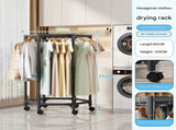 Black single layer 360&degRotating Portable Garment Rack - Heavy Duty Rolling Clothes Stand with Wheels V888-ELOSUNG34608