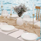 Cheesecloth Table Runner - 10FT Natural Linen Beige Gauze Fabric Table Decor for Wedding, Party, V1258-DP02-C-1101
