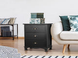 Artiss Bedside Table 3 Drawers Vintage - THYME Black ST-CAB-B-3D-BK
