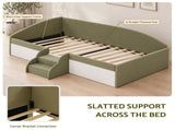 Artiss Single Upholstered Daybed, Centre Stair, Olive Green XFSI-DBRK641S-AB