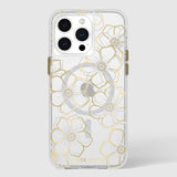 Case-Mate Floral Gems MagSafe Case For iPhone 15 Pro Max - Gold V578-CM051604