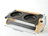 Adjustable Raised Pet Feeder - Modern Wood & Metal Stand with Dual Bowls for Cats & Dogs V888-ELOSUNG33710