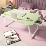 SOGA Green Portable Bed Table Adjustable Folding Mini Desk With Mini Drawer and Cup-Holder Home BEDTABLEM668