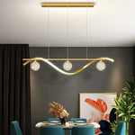 Luxury Hand Blown Glass LED Pendant Light 100cm Adjustable 3 Color Dimmable Remote Control for V255-A037-GOLD