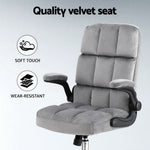 Artiss Office Chair Velvet Seat Racing Gaming Computer Desk Chairs Armrest Grey OCHAIR-H-FZ40-GY