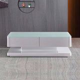 Stylish Coffee Table High Gloss Finish Shiny White Colour with 4 Drawers Storage V43-CT-SUP-WH