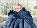 Laura Hill 800-GSM Mink Blanket Queen Size Double-Sided Soft Plush Bed Faux Throw Rug Navy Blue MNKHV-NY