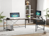 Levede Computer Desk Corner Desk Brown DH1051-BR