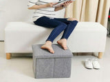 Folding Storage Ottoman Cube, Linen Small Foot Seat, Organizers for Living Room, Bedroom, Home V1192-AZ-W-31008