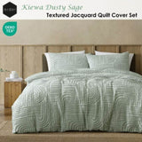 Ardor Kiewa Dusty Sage Textured Jacquard Aztec Quilt Cover Set King V442-INT-QUILTCS-KIEWA-DUSTYSAGE-KI