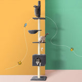 i.Pet Cat Tree 260cm Tower Scratching Post Scratcher Floor to Ceiling Cats Bed Dark Grey PET-CAT-POLE-DKGR