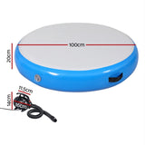 Everfit 1m Air Track Spot Inflatable Gymnastics Tumbling Mat Round W/ Pump Blue ATM-R-1-02M-BL-AP