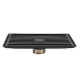 Black Floor Drain with Removable Cover Stainless Steel Bathroom Kitchen Accessory 10x20cm V1294-YM0901-3112210035211