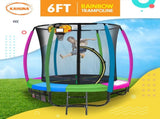 Kahuna Trampoline 6 ft with Basketball Set - Rainbow TRA-KAH-06-RB-BB
