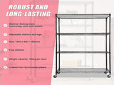 Modular Wire Storage 120x60cm Steel Shelving Black With Wheels For Garage Warehouse Or Kitchen V63-841351