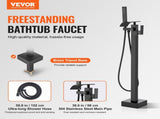 Freestanding Bathtub Faucet, Floor Mount, Freestanding Tub Filler, Shower Mixer Taps, Two Water V952-PBKSLTSFXYGHC2R75V0