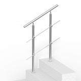 Handrails for Outdoor Steps, 31.5in Length 2 Crossbars Stair Hand Rail Kit, Transitional Stainless V952-BXGSLZFS80CMSOHDTV0