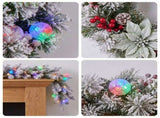 Christabelle Snowy Crown Pine Christmas 2pc Set 6cm Christmas Wreath and Garland with LED Light CMB-SENCR-WG