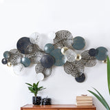 Artiss Metal Wall Art Hanging Sculpture 132cm Home Decor Leaf Circles Blue MWA-NF-LEAF-02-BU