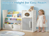 Keezi Kids Bookshelf and Toy Organizer with 3-Tier Bookshelvs, 2 Removable Bins and 2 KPS-BOOK3T-MUL-BG