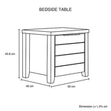 4 Pieces Bedroom Suite Natural Wood Like MDF Structure Queen Size White Ash Colour Bed, Bedside V43-BDS-CEL-4PC-TBY-Q-WA