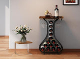 14-Bottle Floor Standing Wine Rack with 4 Glass Hanging Holder and Wooden Table Top Heavy Duty V888-ELOSUNG52748