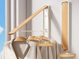 2 Pack White and Brown Wall Mounted Foldable Clothes Hanger Rack - Retractable Space Aluminium V888-ELOSUNG36677