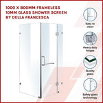 1000 x 800mm Frameless 10mm Glass Shower Screen By Della Francesca V63-831341