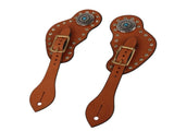 1 Pair Spur Strap Western Retro Horse Spur Strap with Buckle for Horse Training Protective Equipment V1294-YM0521-3111220311611