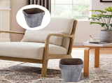 Lidless Light Grey Plastic Farmhouse Garbage Can with Rustic Wood Grain Design for Home V1370-AZ4-20058