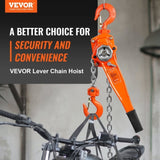 Manual Lever Chain Hoist, 1-1/2 Ton 3300 lbs Capacity 10 FT Come Along, G80 Galvanized Carbon Steel V952-CGSBH112T10FTYOZ9V0