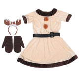 1Set Elk Costume for Adults Beige Cosplay Dress with Antler Headband and Gloves for Christmas Party V1370-AZ4-18194