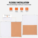 48"x 36" Whiteboard & Cork Combo with Aluminum Frame 2-in-1 Magnetic Dry Erase Bulletin V952-RMB48X36BBRMT05ZSV0