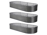 Green Fingers 3 Pcs Raised Garden Bed Kit Oval Galvanized Steel Planter Boxes 160x80x42cm, Heavy GARDEN-OVAL-1608042X3