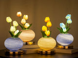 Blue Tulip Night Light with Realistic Bouquet - Dreamy Planet LED Mood Lamp for Bedroom Decor with V888-ELOSUNG23760