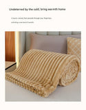 200*230cm Light tan Solid Colour Flannel Throw Blanket - Thick Double-Sided Fleece with Ribbed V888-ELOSUNG50715