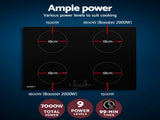 Devanti Electric Induction Cooktop 70cm Ceramic 4 Zones Stove Cook Top Hot Plate 7000W CT-IN-D-YL-IF7004C-70