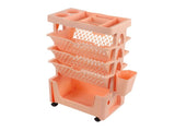 Movable Book Rack Large Capacity 5 Layer Thickened Rollers Multifunctional Movable Bookshelf for V1294-YM0901-3116230009812