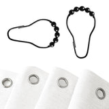 Waterproof Shower Curtain Thick Boho Wavy Edge With Rustproof Hooks - White V1263-JX-8071-1