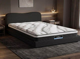 Giselle 32cm Euro Top King Single Mattress 5-Zone and Artiss Boucle Bed Frame Set MABF-0907-DARA-BK-KS