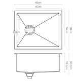 Cefito Kitchen Sink 45X39CM Stainless Steel Basin Single Bowl Silver SINK-3945-R0-SI