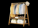 Portable Clothes Rack Coat Garment Stand Bamboo Rail Hanger Airer Closet V63-838121